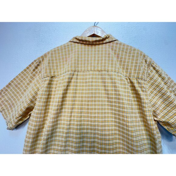 Woolrich Mens Plaid Short Sleeve Button Up Shirt Size L Yellow/White Casual - Picture 5 of 7